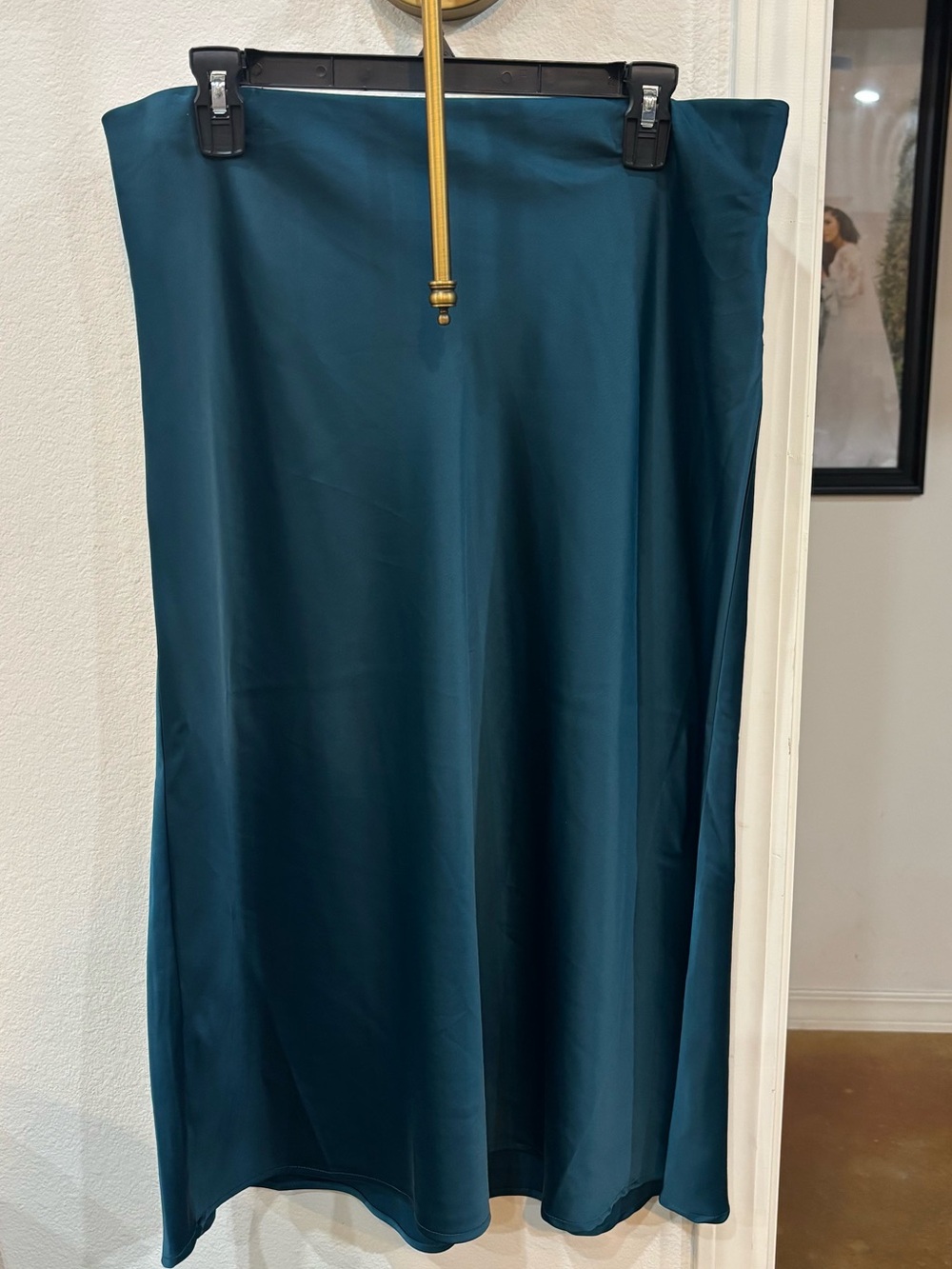 Teal Satin A-Line Women's Skirt
